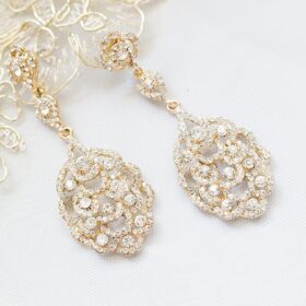 Boucles d’oreilles mariage chandelier vintage longues Mila