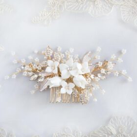 Bijou de cheveux mariage bohème perles fleurs Lola