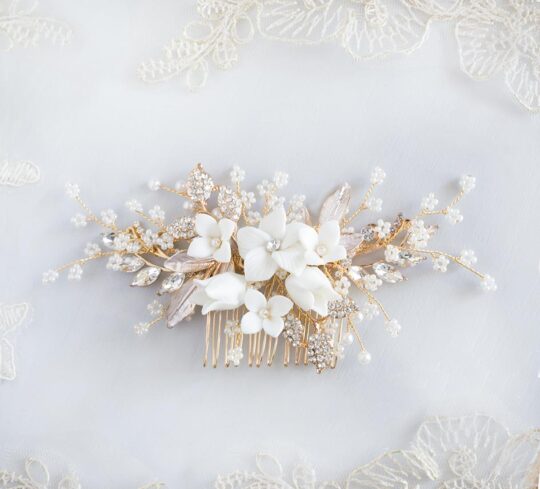 Bijou de cheveux mariage bohème perles fleurs Lola