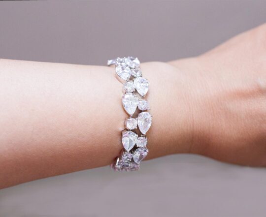 Bracelet mariée chic diamant zircon, bijou luxueux Virginie