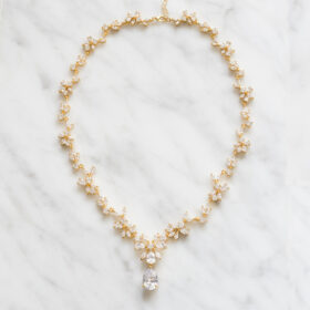 Parure bijoux mariée rose gold chic en cristal zircon Mélodie