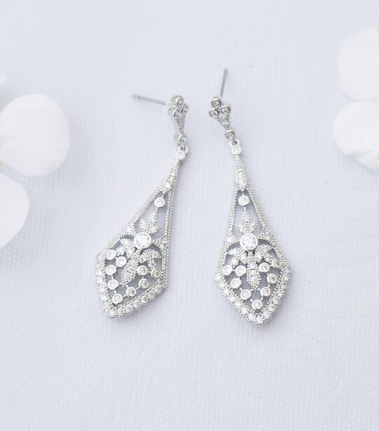 Boucles d’oreilles mariage rétro chic cristal Swarovski Manon