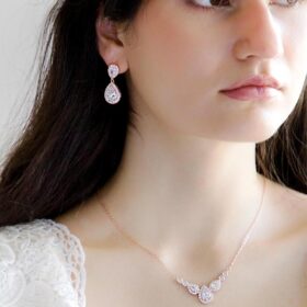 Collier mariée argenté ou rose gold cristal zircon diamanté Marina